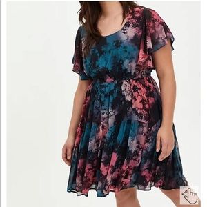 Ruffle Sleeve Skater Dress